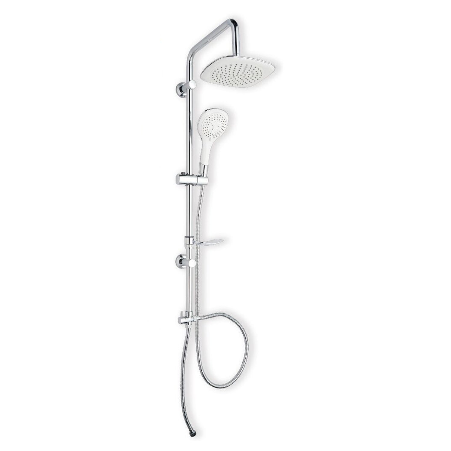 Colonna doccia in acciaio con soffione, doccino e supporti a muro by CeramicStore | Lo specialista del tuo bagno