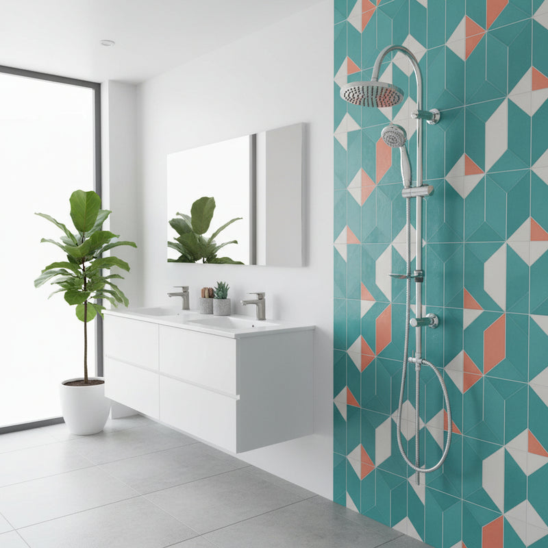 Colonna doccia in acciaio con soffione Chelsea, doccino e supporti a muro by CeramicStore | Lo specialista del tuo bagno