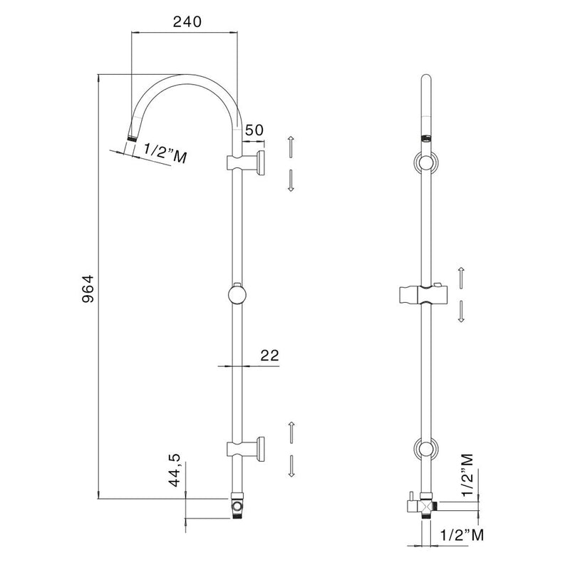 Colonna doccia in acciaio con soffione Chelsea, doccino e supporti a muro by CeramicStore | Lo specialista del tuo bagno