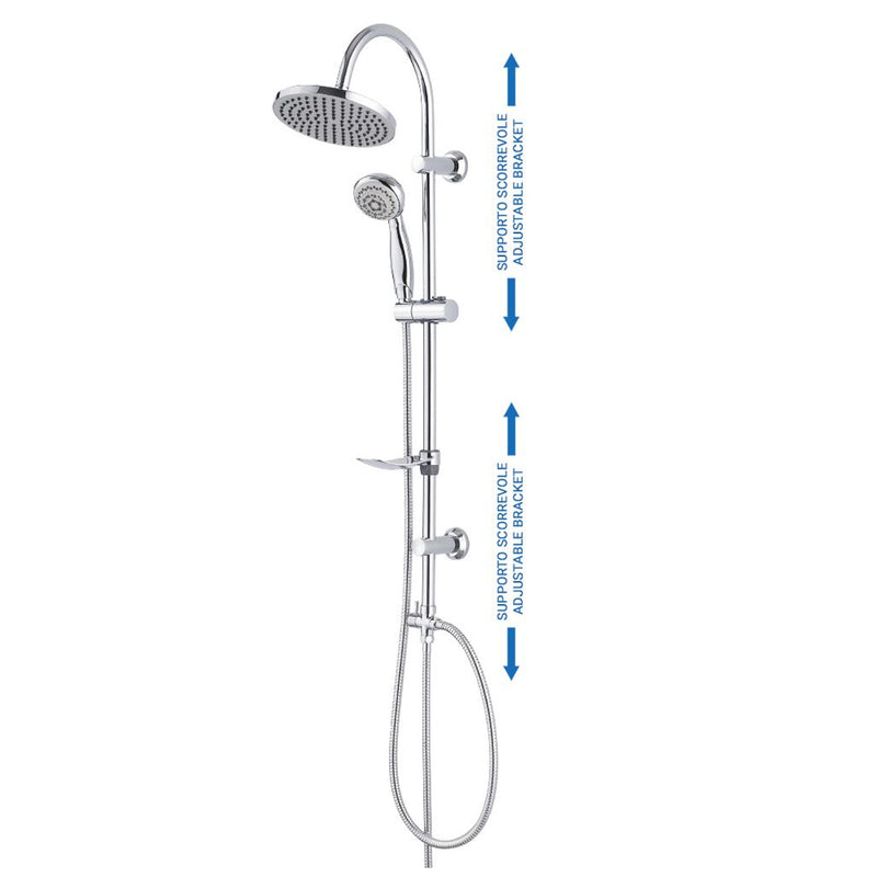 Colonna doccia in acciaio con soffione Chelsea, doccino e supporti a muro by CeramicStore | Lo specialista del tuo bagno