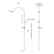 Colonna doccia tonda 2,2cm in ottone con soffione e attacco 3/4F by CeramicStore | Lo specialista del tuo bagno