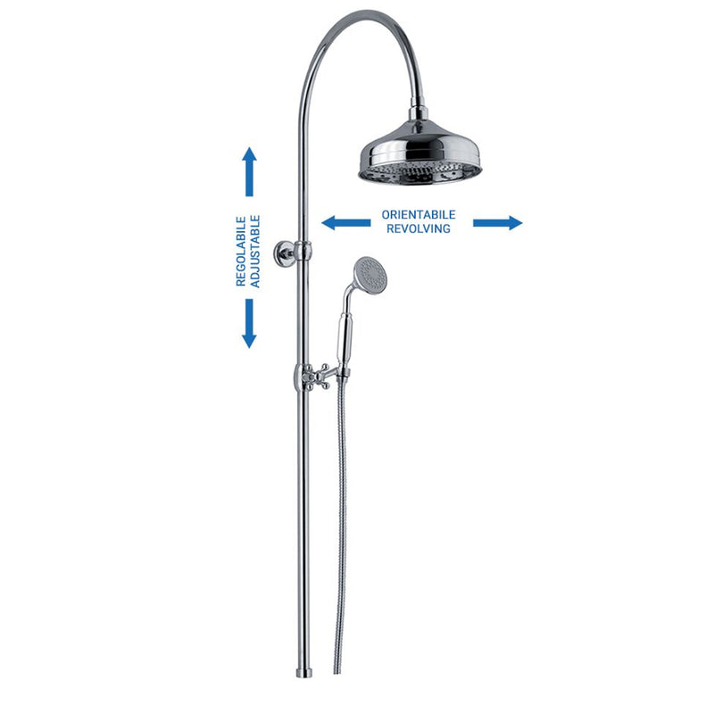 Colonna doccia tonda 2,2cm in ottone con soffione e attacco 3/4F by CeramicStore | Lo specialista del tuo bagno