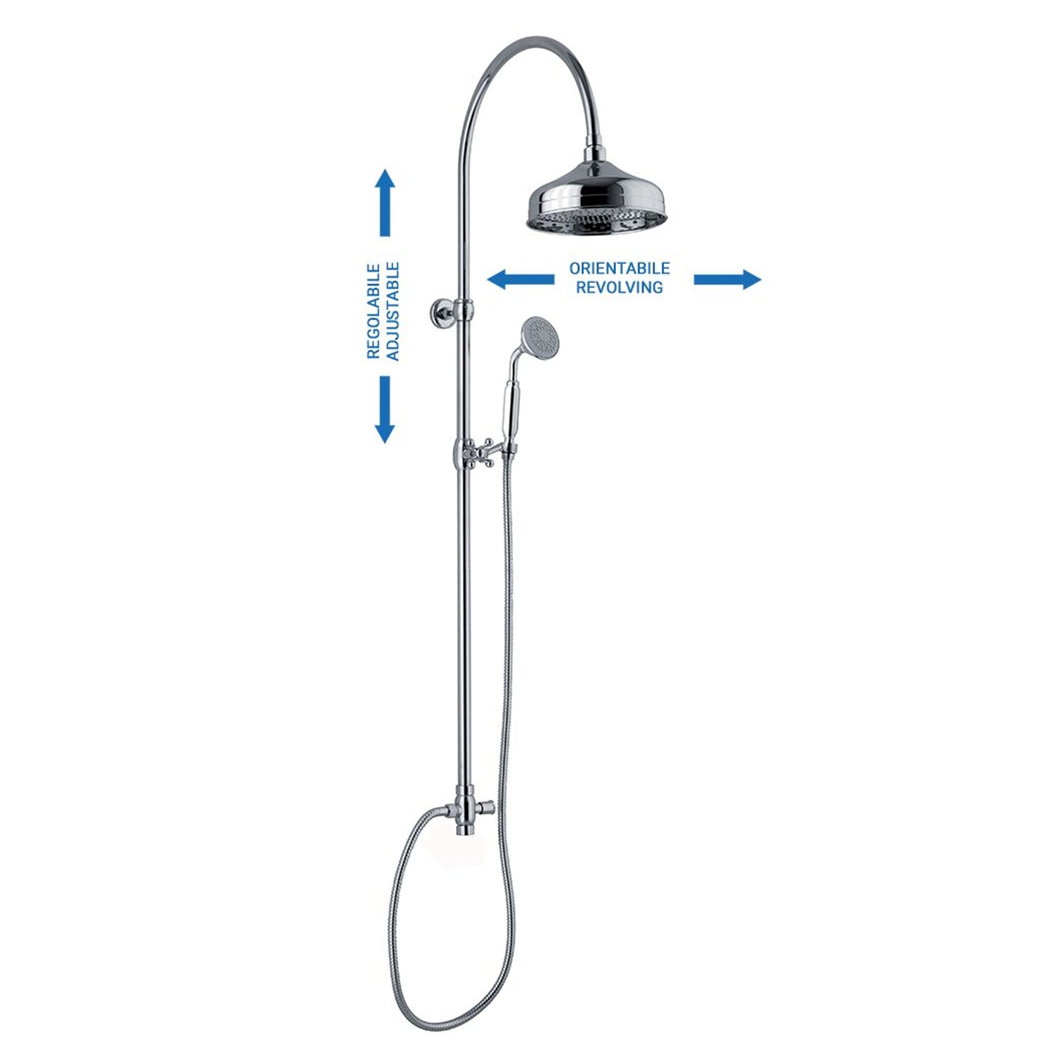 Colonna doccia tonda 2,2cm in ottone con soffione, deviatore e attacco 3/4F by CeramicStore | Lo specialista del tuo bagno