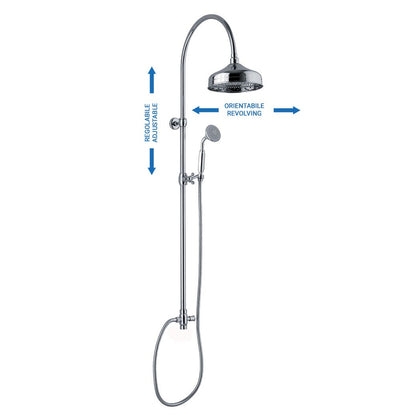 Colonna doccia tonda 2,2cm in ottone con soffione, deviatore e attacco 3/4F by CeramicStore | Lo specialista del tuo bagno