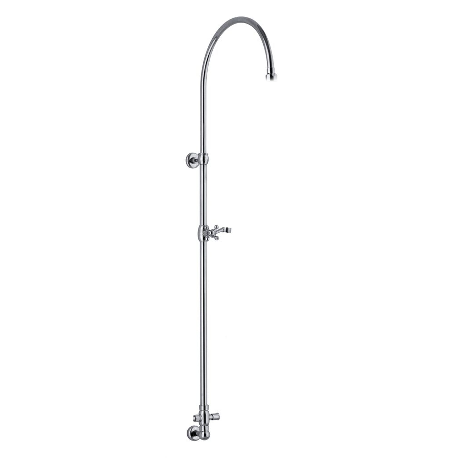 Colonna doccia tonda 2,2cm in ottone con deviatore e presa acqua a muro by CeramicStore | Lo specialista del tuo bagno