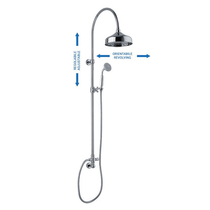 Colonna doccia tonda 2,2cm in ottone con soffione, deviatore e presa acqua a muro by CeramicStore | Lo specialista del tuo bagno
