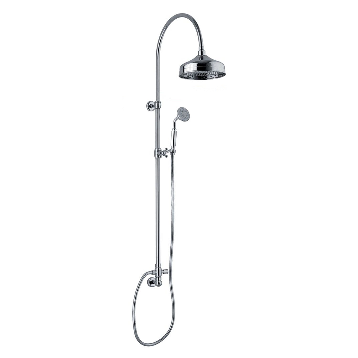 Colonna doccia tonda 2,2cm in ottone con soffione, deviatore e presa acqua a muro by CeramicStore | Lo specialista del tuo bagno