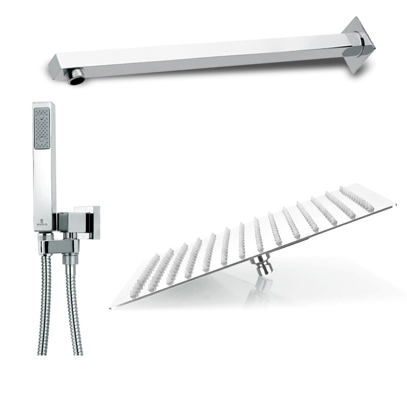 Composizione doccia squadrata Bossini Cube con soffione 20x20, braccio e kit duplex by CeramicStore | Lo specialista del tuo bagno