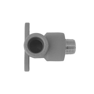 Gomito filettato maschio con staffe in polipropilene 1/2 x diam. 20 grigio