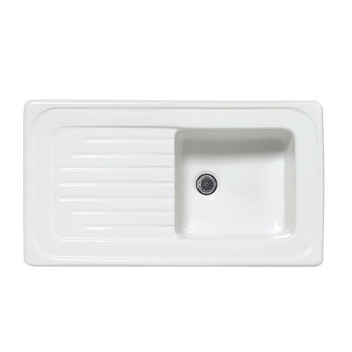 Lavello da incasso in ceramica mod. c280 con 1 vaschetta 90 x 50 bianco