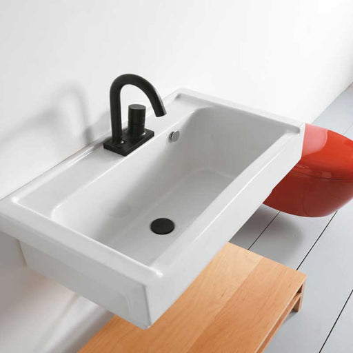 Lavabo sospeso in ceramica Xilon Lavarredo cm 75x50 colore bianco lucido Cod. 975 by CeramicStore | Lo specialista del tuo bagno
