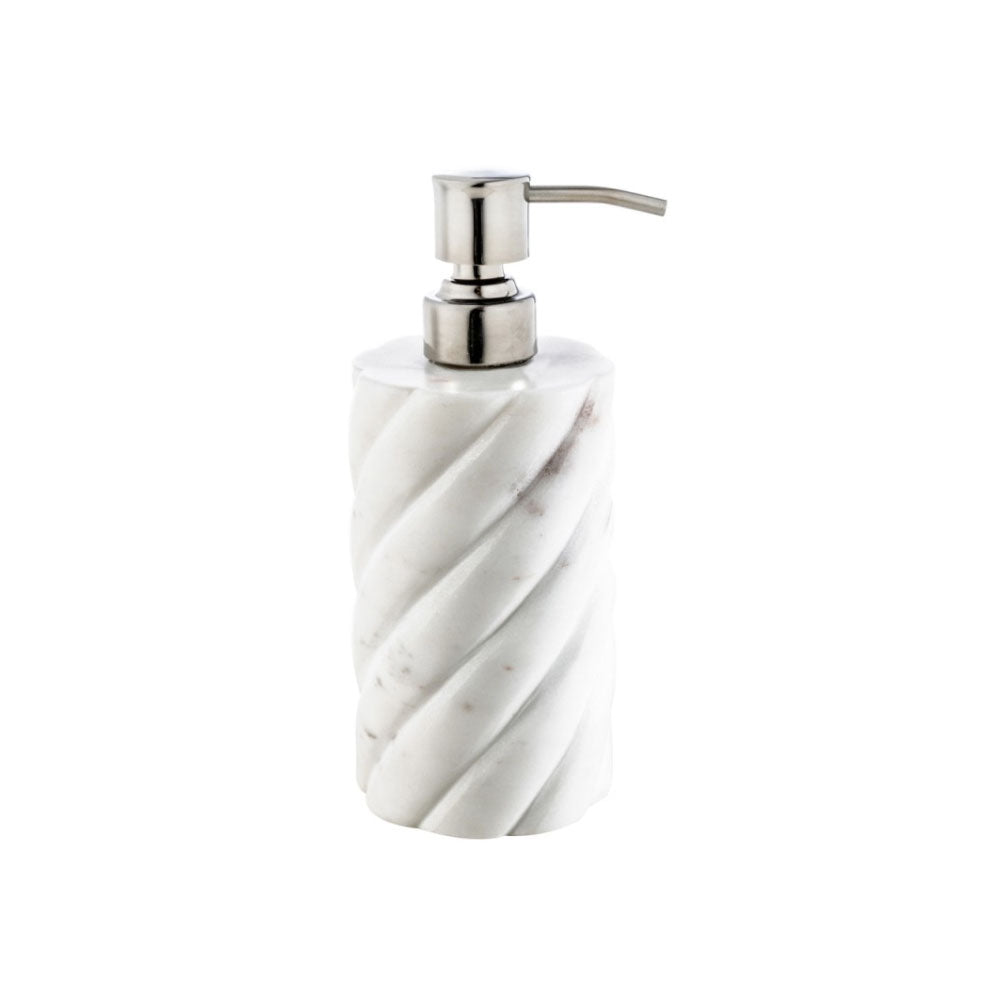 Dispenser Sapone serie Calacatta di Cipà¬ in marmo lavorato a torciglione - cm à¸ 8 x 18h