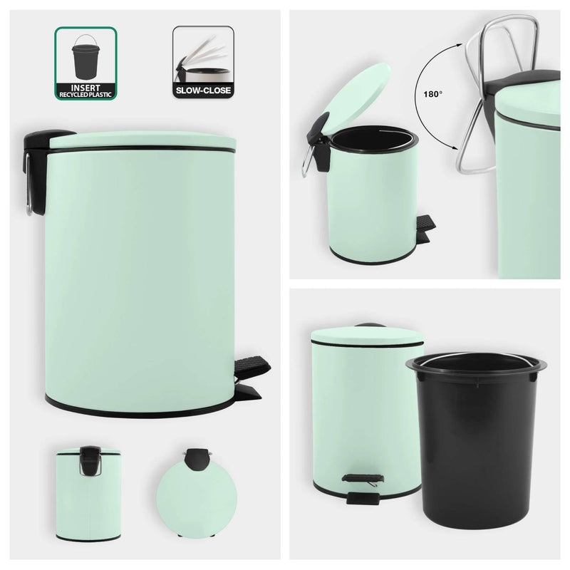 Pattumiera a pedale modello Adelar capienza 3 litri colore verde lucido opaco by CeramicStore | Lo specialista del tuo bagno