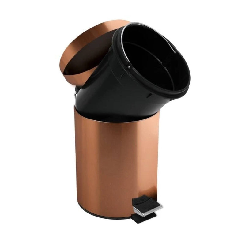 Pattumiera a pedale in metallo modello Hans capienza 3 litri colore effetto rame by CeramicStore | Lo specialista del tuo bagno