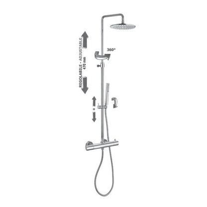 Paffoni Colonna doccia regolabile termostatica Mini Birillo con deviatore, soffione tondo e doccino by CeramicStore | Lo specialista del tuo bagno