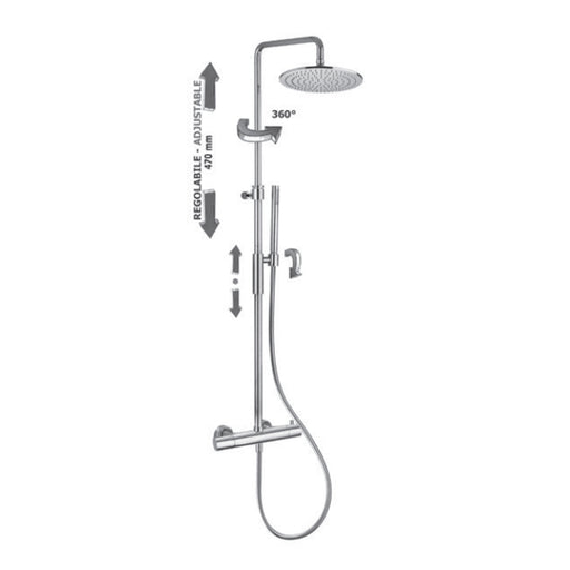 Paffoni Colonna doccia regolabile termostatica Birillo con deviatore, soffione tondo e doccino by CeramicStore | Lo specialista del tuo bagno