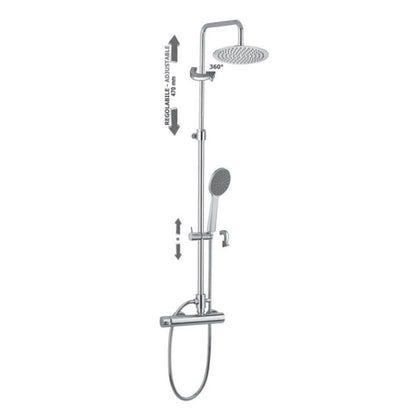 Paffoni Colonna doccia regolabile Mini Master con deviatore, soffione tondo e doccino by CeramicStore | Lo specialista del tuo bagno