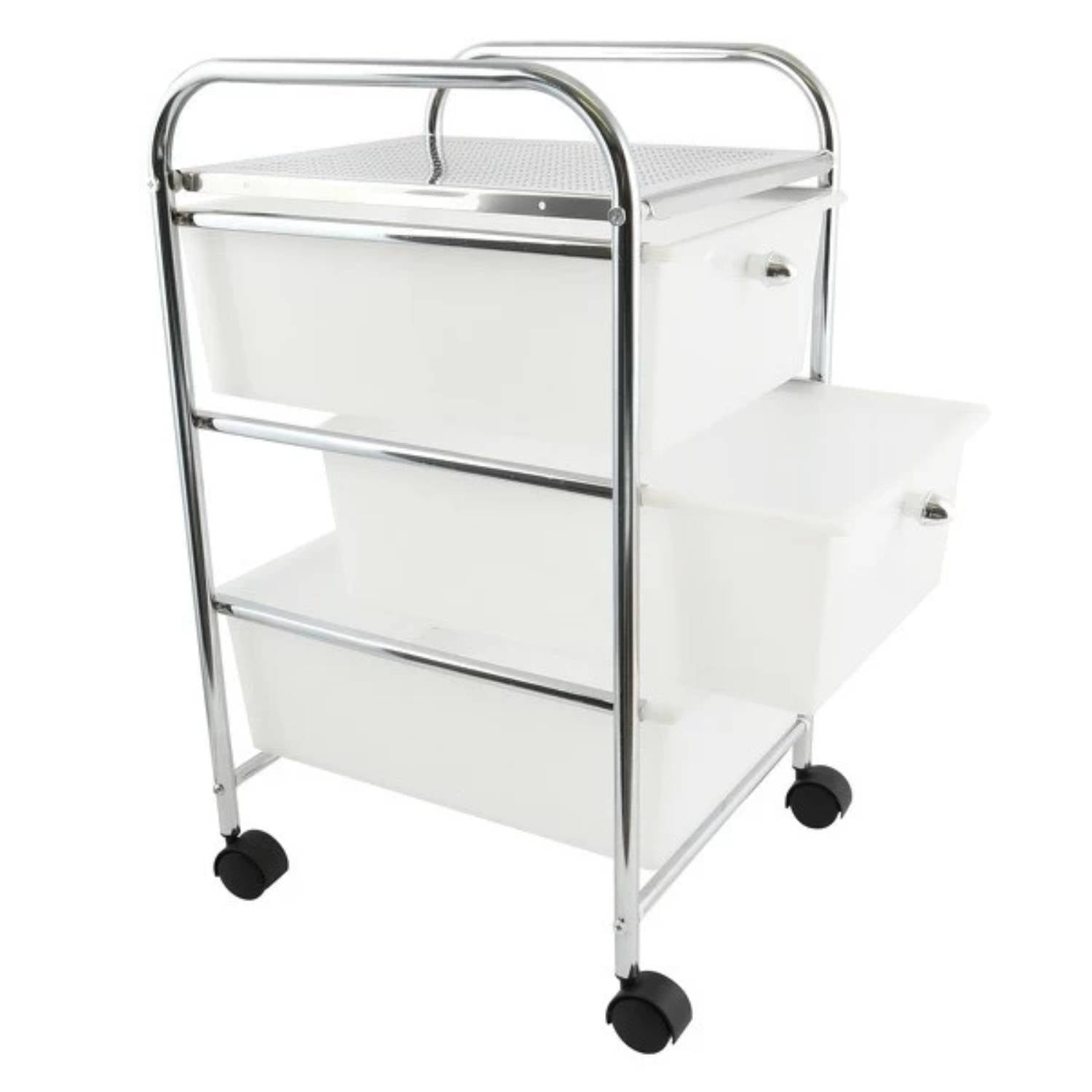 Carrello da bagno 3 cassetti in acciaio colore bianco e cromato by CeramicStore | Lo specialista del tuo bagno