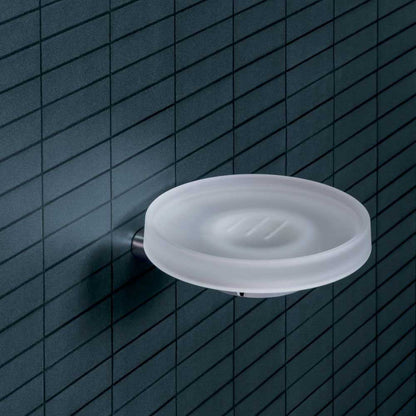 Porta sapone in ottone cromato con piattino in vetro satinato Colombo Design collezione Mini Con fissaggio a tassello by CeramicStore | Lo specialista del tuo bagno