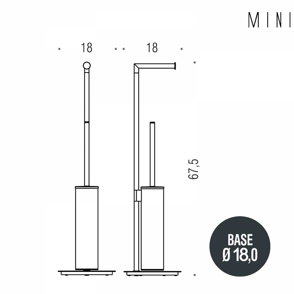 Piantana Portarotolo e Porta scopino da appoggio in ottone cromato  Colombo Design collezione Mini
