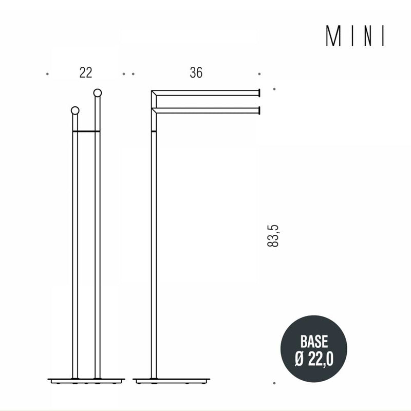 Piantana con due porta salviette da appoggio in ottone cromato  Colombo Design collezione Mini