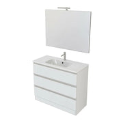 Composizione bagno sospesa Nexu 3 cassetti con lavabo specchio con lampada LED 100x90 cm - Bianco by CeramicStore | Lo specialista del tuo bagno
