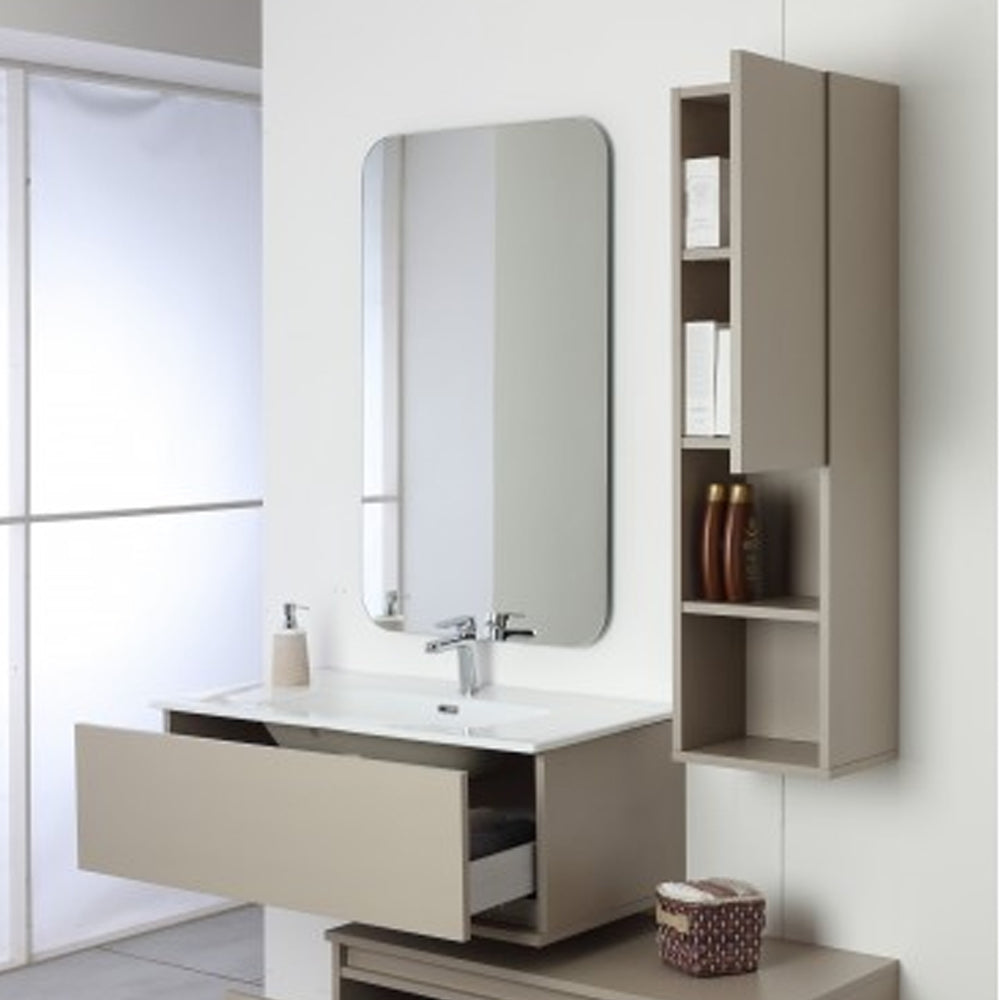 Pensile bagno Shade con anta a chiusura slow-motion e vani a giorno colore tortora by CeramicStore | Lo specialista del tuo bagno