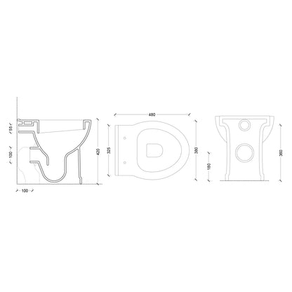 Vaso filomuro con scarico universale e sedile soft close serie Isola cm 48x38 - Bianco Opaco