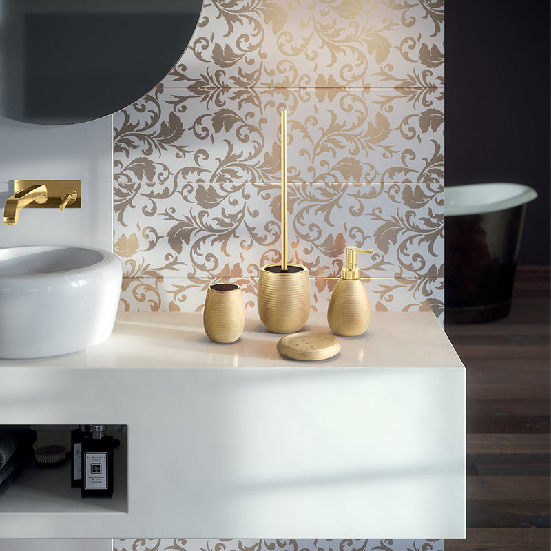 Portaspazzolini da appoggio in ceramica Gedy modello Astrid - Oro