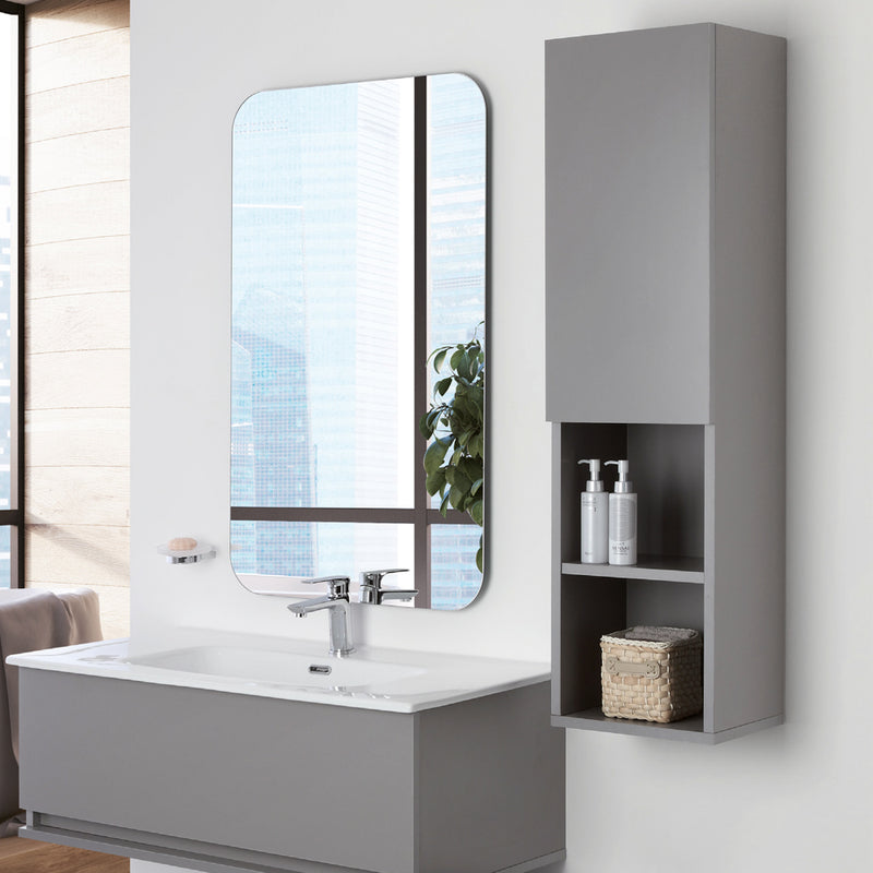Pensile bagno Shade con anta a chiusura slow-motion e vani a giorno - Colore Grigio Medio by CeramicStore | Lo specialista del tuo bagno