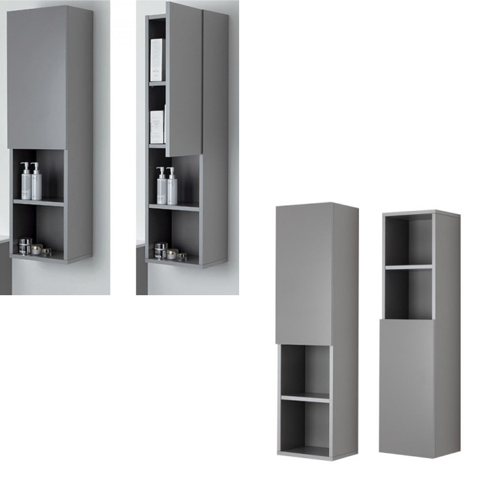 Pensile bagno Shade con anta a chiusura slow-motion e vani a giorno - Colore Grigio Medio by CeramicStore | Lo specialista del tuo bagno