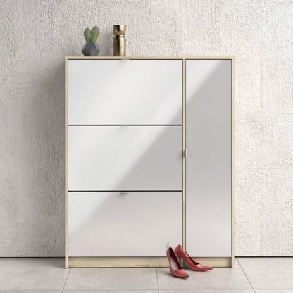 Scarpiera con ante a ribalta e anta in rovere e bianco 102x24cm e H. 125cm by CeramicStore | Lo specialista del tuo bagno