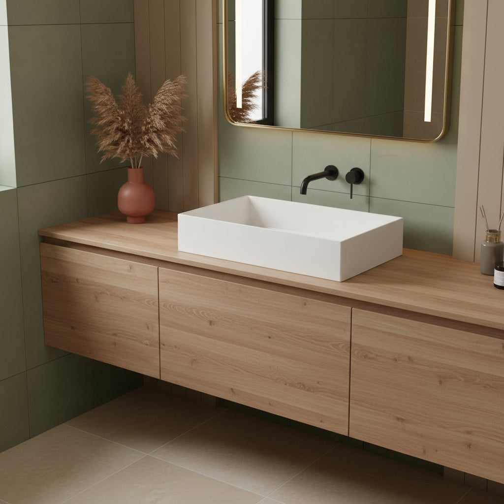 Lavabo da appoggio 45x38 cm Ceramica Azzurra Elegance Squared Bianco Lucido