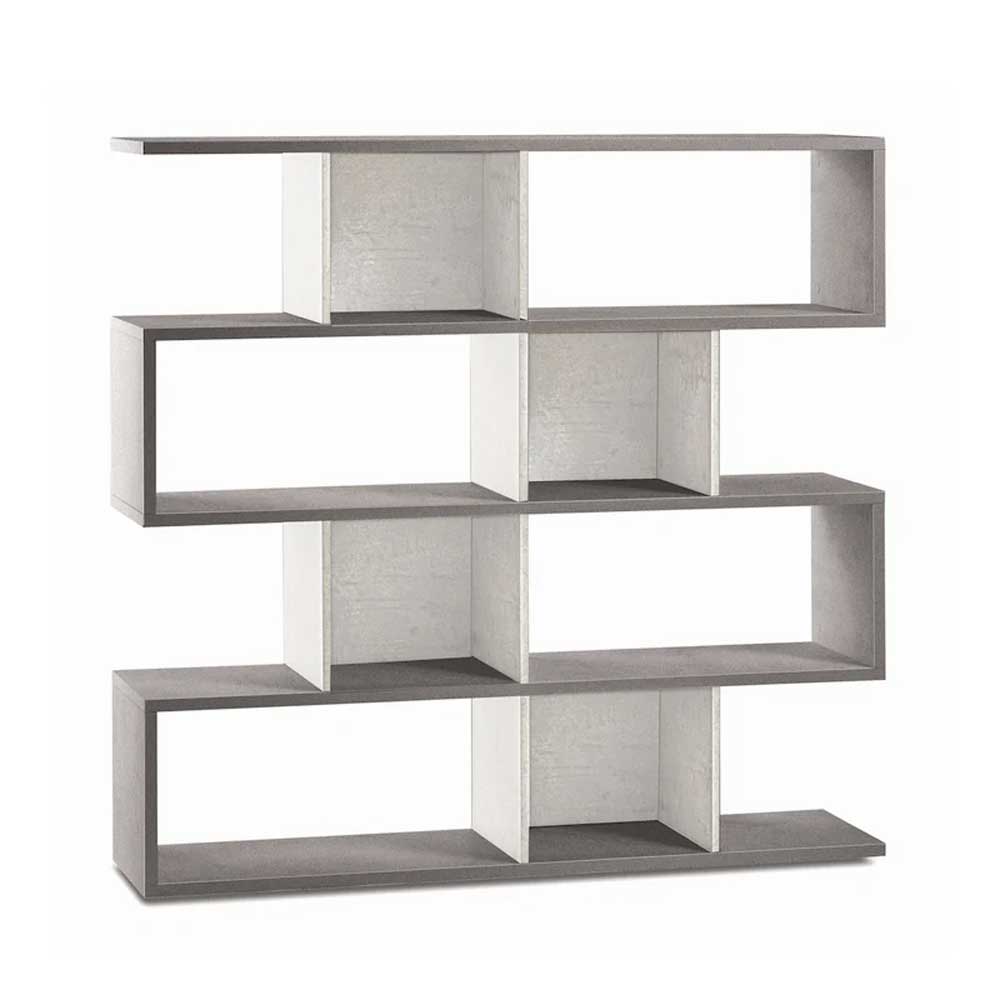 Libreria divisoria a 4 ripiani modulari finitura struttura Cemento / Finitura frontale Ossido Bianco by Sarmog by CeramicStore | Lo specialista del tuo bagno