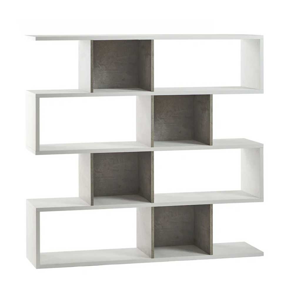 Libreria divisoria a 4 ripiani modulari finitura struttura Ossido Bianco / Finitura frontale Cemento by Sarmog by CeramicStore | Lo specialista del tuo bagno