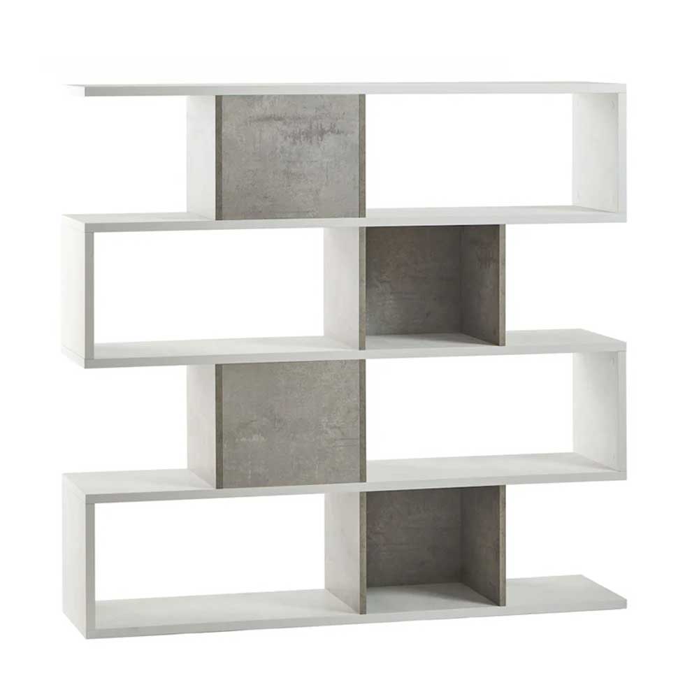 Libreria divisoria a 4 ripiani modulari finitura struttura Ossido Bianco / Finitura frontale Cemento by Sarmog by CeramicStore | Lo specialista del tuo bagno