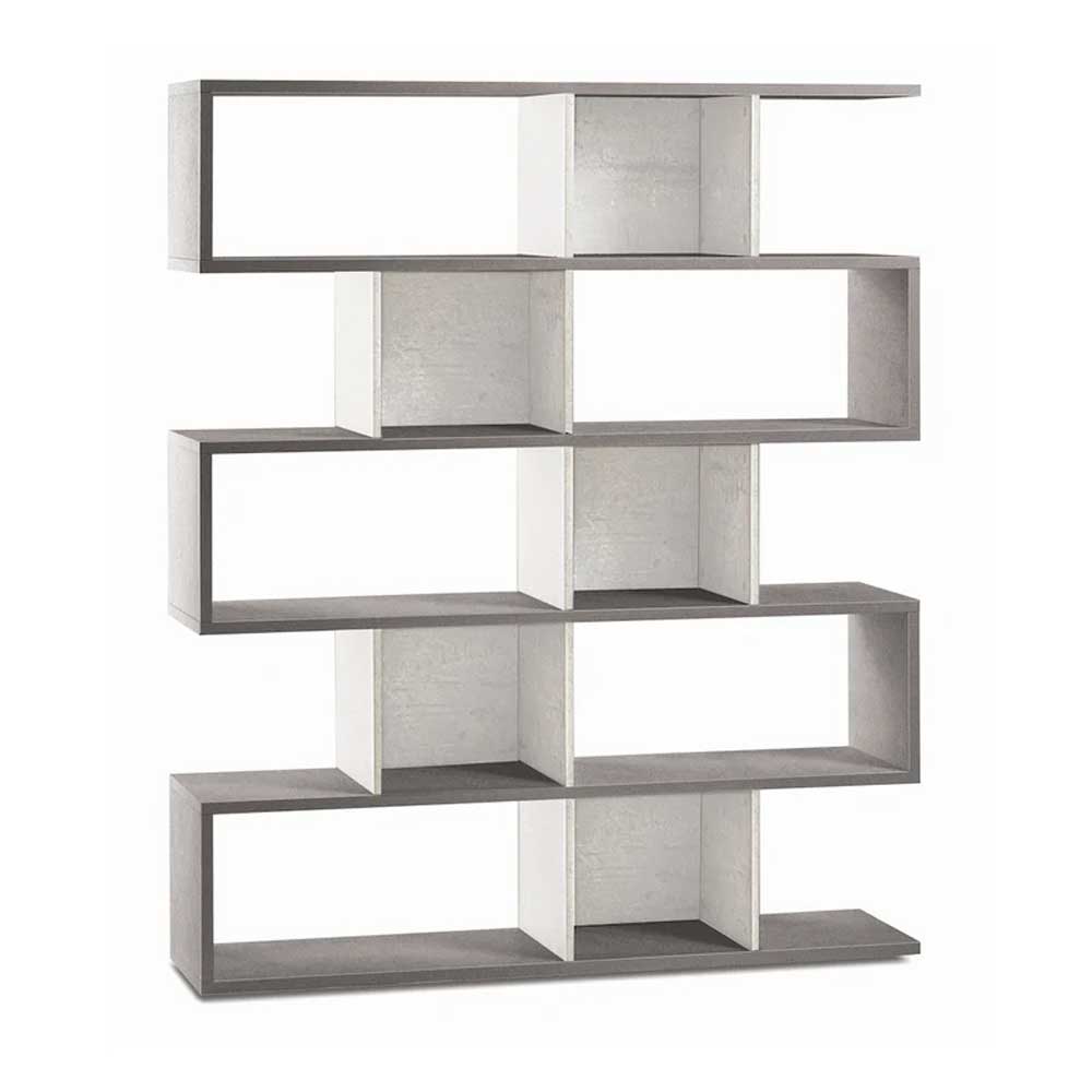 Libreria divisoria a 5 ripiani modulari finitura struttura Cemento / Finitura Ossido Bianco by Sarmog by CeramicStore | Lo specialista del tuo bagno