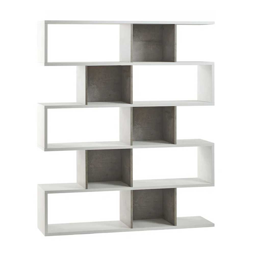 Libreria divisoria a 5 ripiani modulari finitura struttura Ossido Bianco / Frontale Finitura Cemento by Sarmog by CeramicStore | Lo specialista del tuo bagno