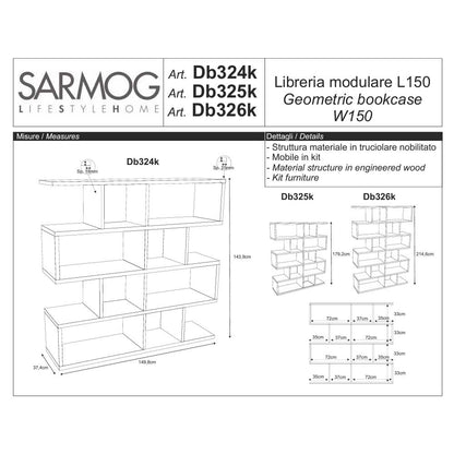 Libreria divisoria a 6 ripiani modulari finitura struttura Cemento / Finitura Cemento by Sarmog by CeramicStore | Lo specialista del tuo bagno