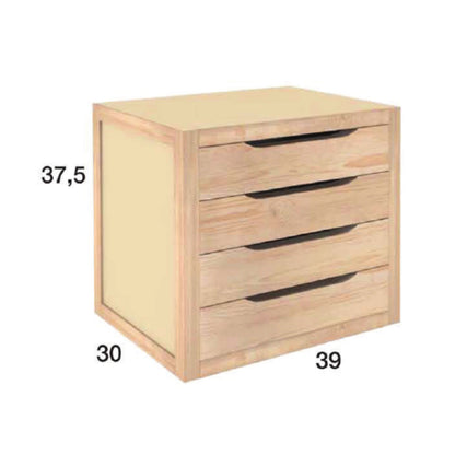 Cassettiera con 4 cassetti in legno di pino massiccio by CeramicStore | Lo specialista del tuo bagno