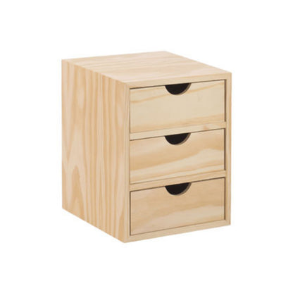 Cassettiera mini con 3 cassetti in legno di pino massiccio - Naturale by CeramicStore | Lo specialista del tuo bagno