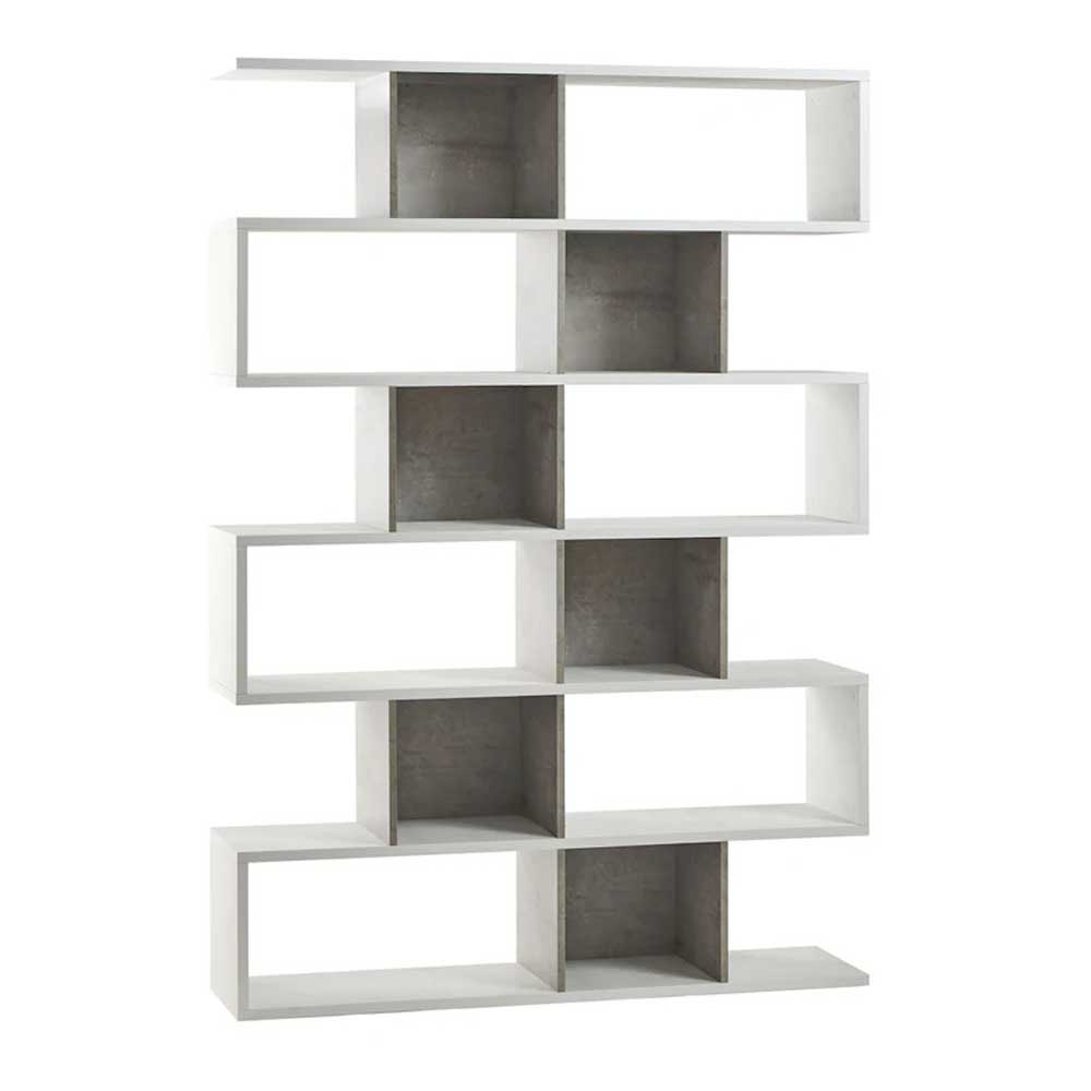Libreria divisoria a 6 ripiani modulari finitura struttura Ossido Bianco / Frontale Cemento by Sarmog by CeramicStore | Lo specialista del tuo bagno