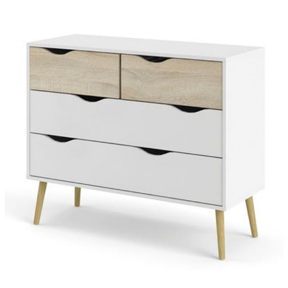 Cassettiera modello Oslo con 4 cassetti - Bianco/Rovere naturale by CeramicStore | Lo specialista del tuo bagno