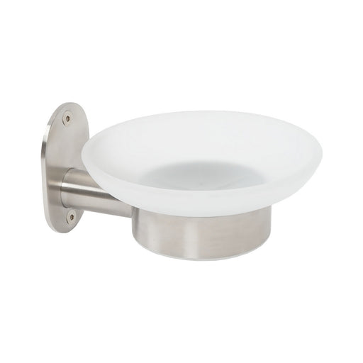 Porta sapone in acciaio inox spazzolato e vetro, fissaggio con viti incluse o colla linea Blizz Metaform by CeramicStore | Lo specialista del tuo bagno