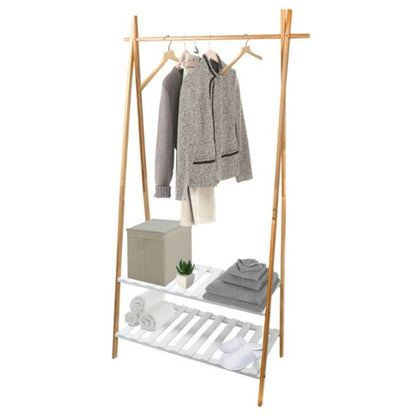 Appendiabiti in bambà¹ con due ripiani modello Mia - Bianco, Nero e Bambà¹ by CeramicStore | Lo specialista del tuo bagno