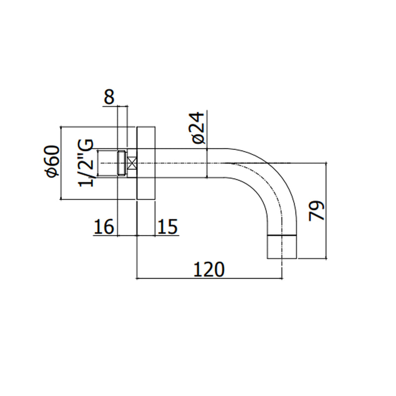 Bocca a muro con attacco 1/2€³ Paffoni - à¸ 60 mm