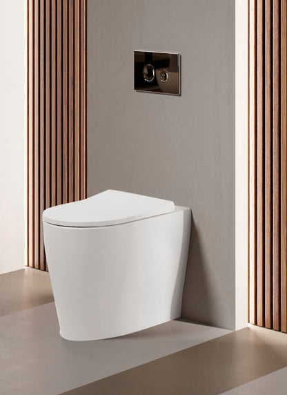 WC filomuro scarico traslato Domus Falerii collezione Multipla 52x36 cm con copriwater bianco lucido