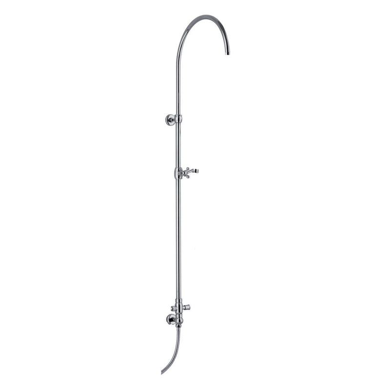 Colonna doccia tonda 2,2cm in ottone con soffione, deviatore e attacco flessibile by CeramicStore | Lo specialista del tuo bagno