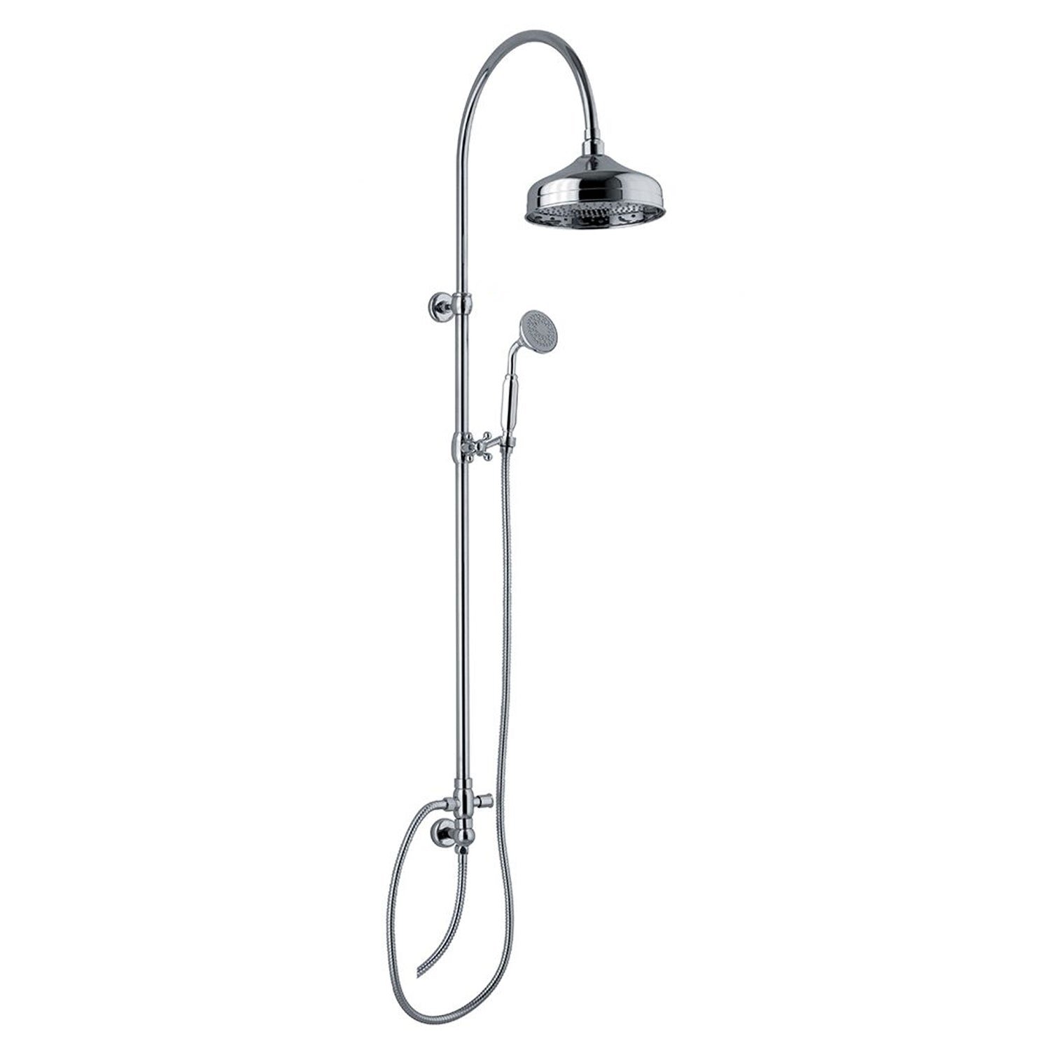 Colonna doccia tonda 2,2cm in ottone con soffione, deviatore e attacco flessibile by CeramicStore | Lo specialista del tuo bagno
