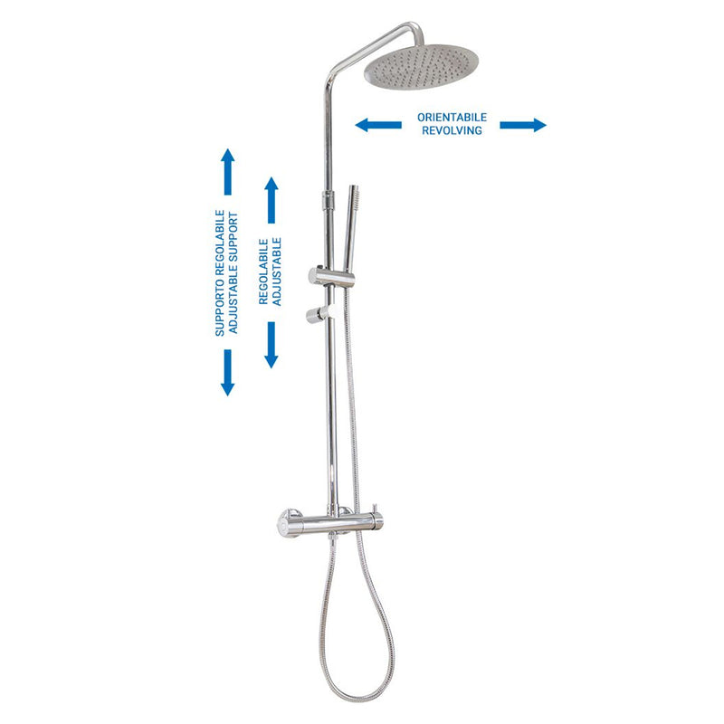 Colonna doccia regolabile con soffione Linz e termostatico TM3C by CeramicStore | Lo specialista del tuo bagno